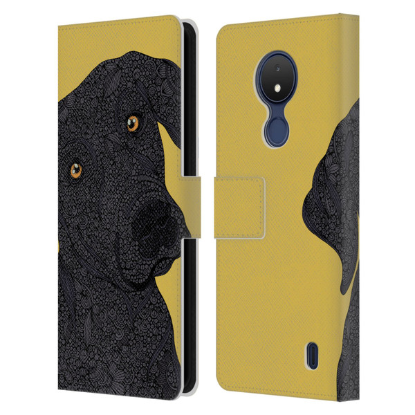 Valentina Dogs Black Labrador Leather Book Wallet Case Cover For Nokia C21