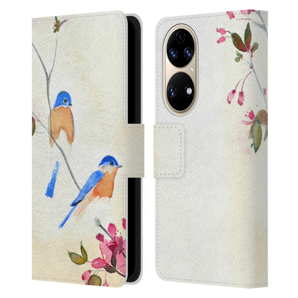 Mai Autumn Birds Blossoms Leather Book Wallet Case Cover For Huawei P50