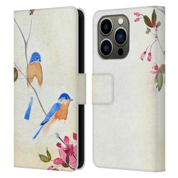 Mai Autumn Birds Blossoms Leather Book Wallet Case Cover For Apple iPhone 14 Pro