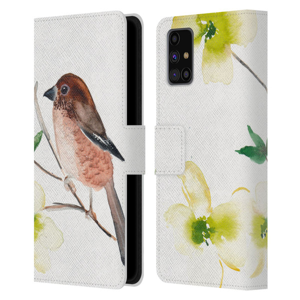 Mai Autumn Birds Dogwood Branch Leather Book Wallet Case Cover For Samsung Galaxy M31s (2020)