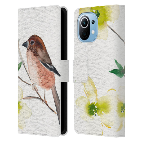 Mai Autumn Birds Dogwood Branch Leather Book Wallet Case Cover For Xiaomi Mi 11