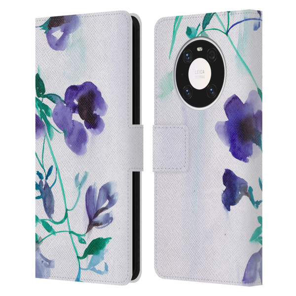 Mai Autumn Floral Blooms Moon Drops Leather Book Wallet Case Cover For Huawei Mate 40 Pro 5G