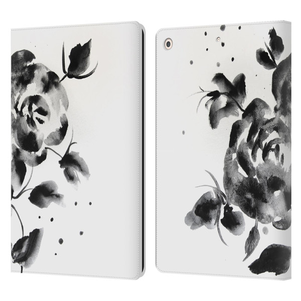 Mai Autumn Floral Blooms Black Beauty Leather Book Wallet Case Cover For Apple iPad 10.2 2019/2020/2021