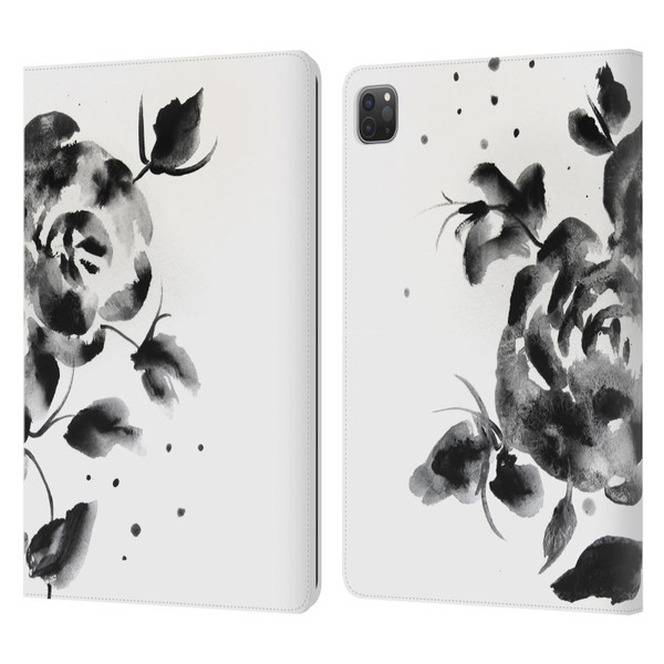 Mai Autumn Floral Blooms Black Beauty Leather Book Wallet Case Cover For Apple iPad Pro 11 2020 / 2021 / 2022