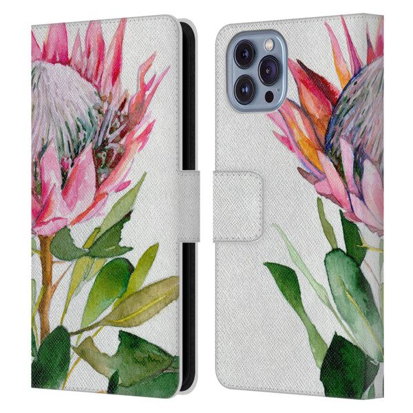 Mai Autumn Floral Blooms Protea Leather Book Wallet Case Cover For Apple iPhone 14
