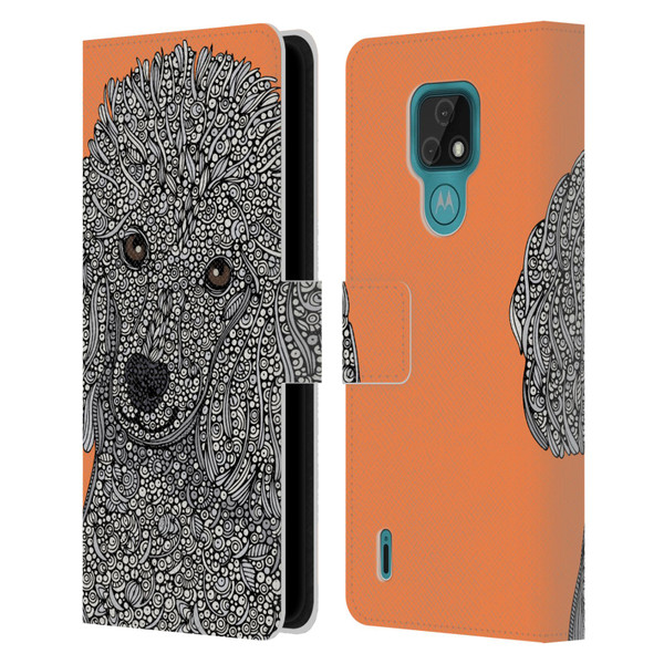 Valentina Dogs Poodle Leather Book Wallet Case Cover For Motorola Moto E7