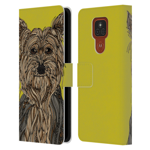 Valentina Dogs Yorkshire Terrier Leather Book Wallet Case Cover For Motorola Moto E7 Plus