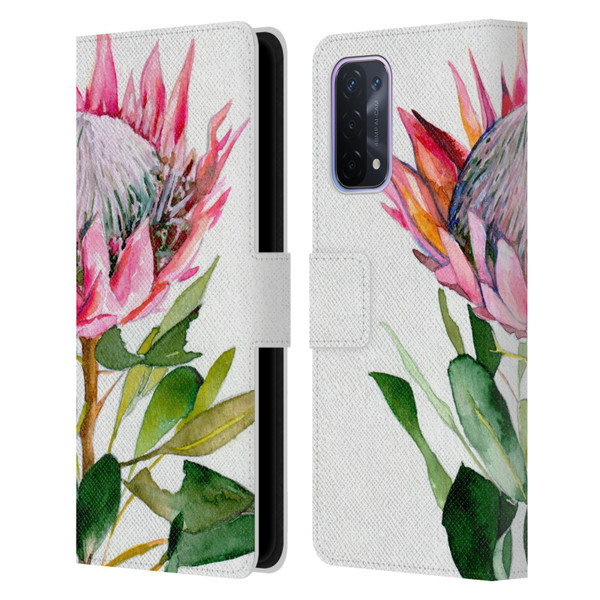 Mai Autumn Floral Blooms Protea Leather Book Wallet Case Cover For OPPO A54 5G