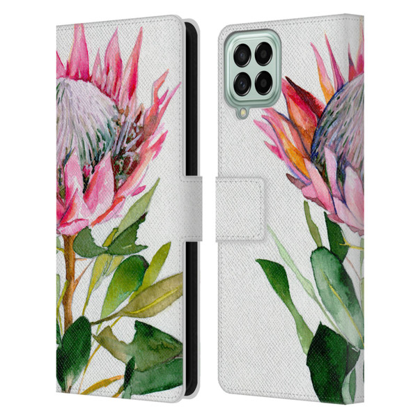 Mai Autumn Floral Blooms Protea Leather Book Wallet Case Cover For Samsung Galaxy M33 (2022)