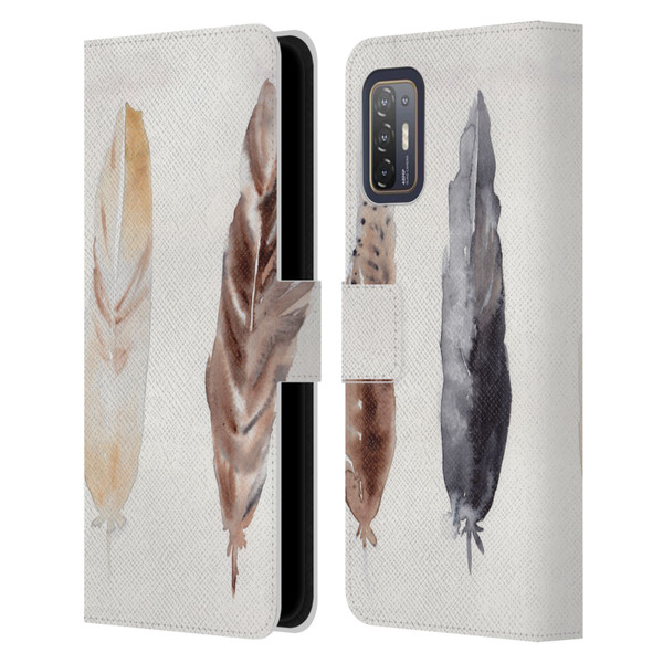 Mai Autumn Feathers Pattern Leather Book Wallet Case Cover For HTC Desire 21 Pro 5G