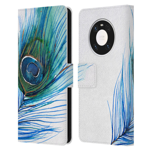 Mai Autumn Feathers Peacock Leather Book Wallet Case Cover For Huawei Mate 40 Pro 5G