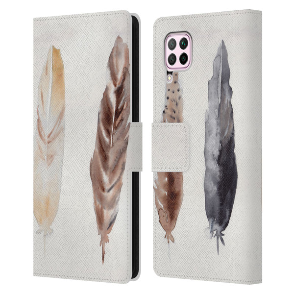Mai Autumn Feathers Pattern Leather Book Wallet Case Cover For Huawei Nova 6 SE / P40 Lite