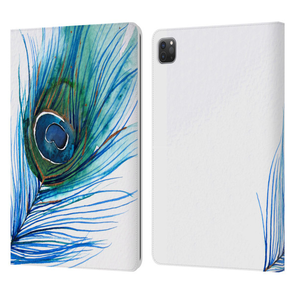 Mai Autumn Feathers Peacock Leather Book Wallet Case Cover For Apple iPad Pro 11 2020 / 2021 / 2022