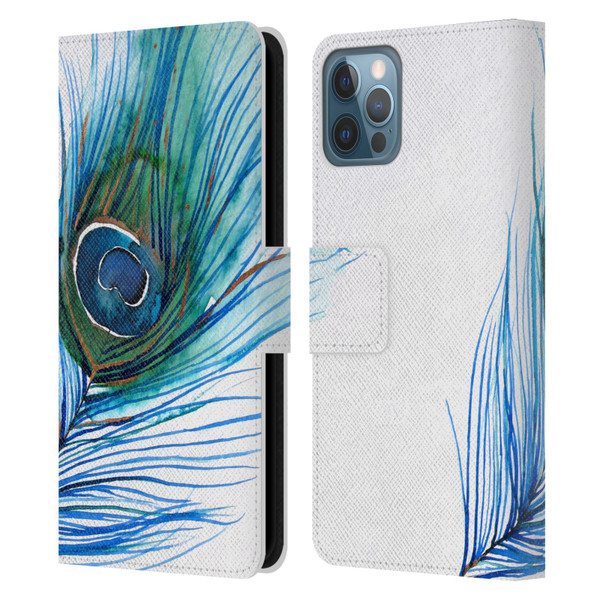 Mai Autumn Feathers Peacock Leather Book Wallet Case Cover For Apple iPhone 12 / iPhone 12 Pro