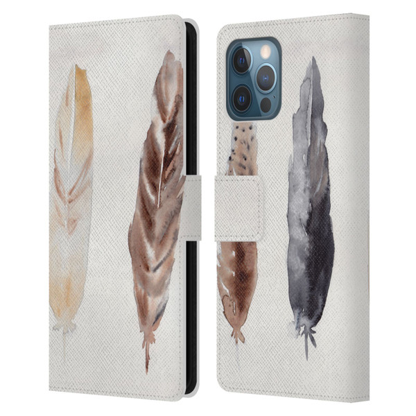 Mai Autumn Feathers Pattern Leather Book Wallet Case Cover For Apple iPhone 12 Pro Max