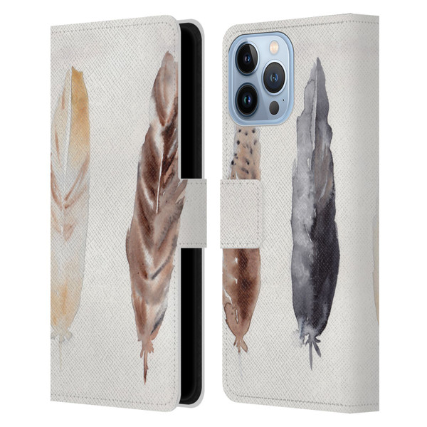 Mai Autumn Feathers Pattern Leather Book Wallet Case Cover For Apple iPhone 13 Pro Max