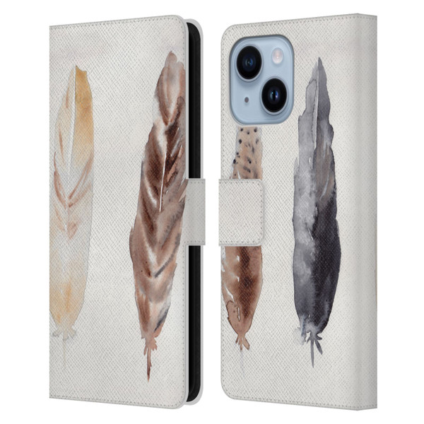 Mai Autumn Feathers Pattern Leather Book Wallet Case Cover For Apple iPhone 14 Plus