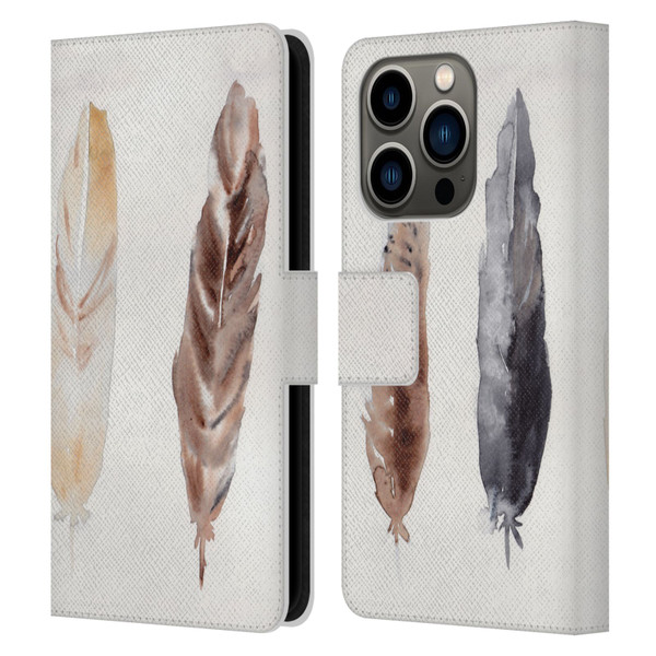 Mai Autumn Feathers Pattern Leather Book Wallet Case Cover For Apple iPhone 14 Pro