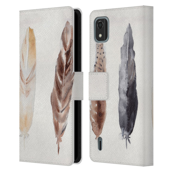 Mai Autumn Feathers Pattern Leather Book Wallet Case Cover For Nokia C2 2nd Edition