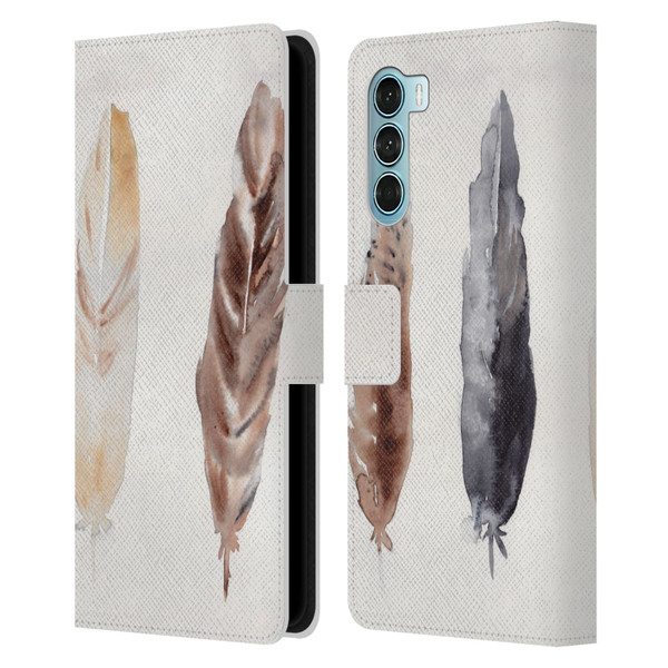 Mai Autumn Feathers Pattern Leather Book Wallet Case Cover For Motorola Edge S30 / Moto G200 5G
