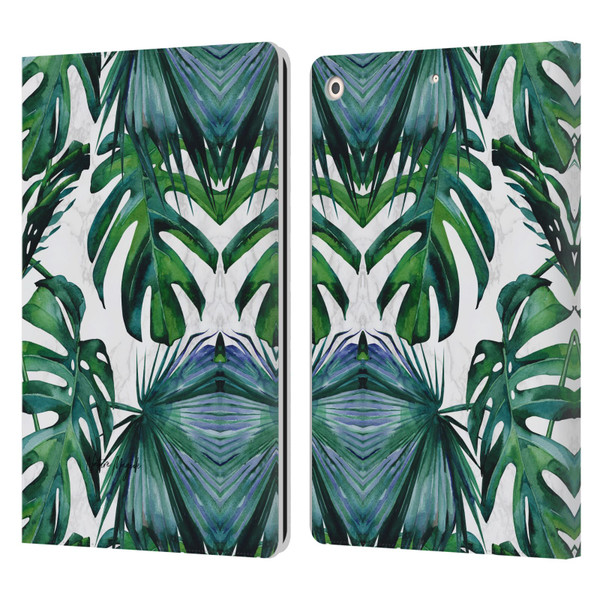 Nature Magick Tropical Palm Leaves On Marble Green Tropics Leather Book Wallet Case Cover For Apple iPad 10.2 2019/2020/2021