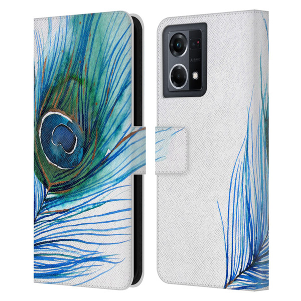 Mai Autumn Feathers Peacock Leather Book Wallet Case Cover For OPPO Reno8 4G