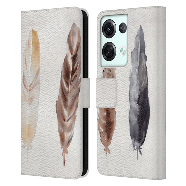 Mai Autumn Feathers Pattern Leather Book Wallet Case Cover For OPPO Reno8 Pro