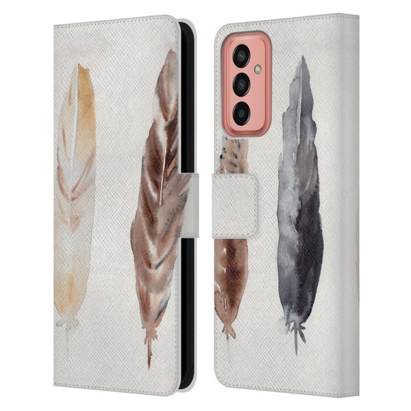 Mai Autumn Feathers Pattern Leather Book Wallet Case Cover For Samsung Galaxy M13 (2022)