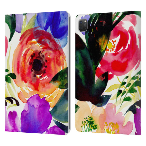 Mai Autumn Floral Garden Bloom Leather Book Wallet Case Cover For Apple iPad Pro 11 2020 / 2021 / 2022