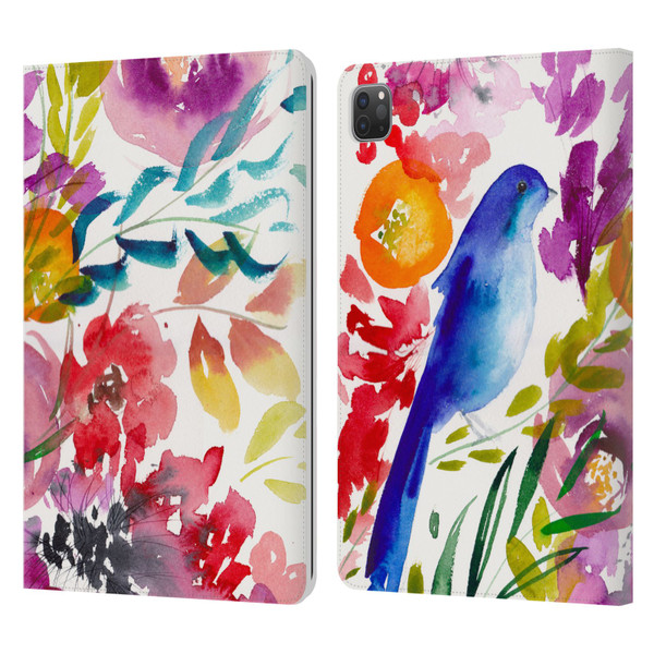 Mai Autumn Floral Garden Bluebird Leather Book Wallet Case Cover For Apple iPad Pro 11 2020 / 2021 / 2022