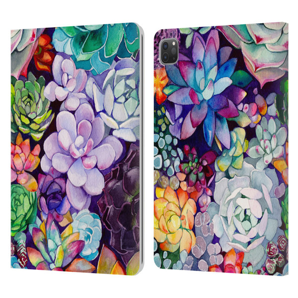 Mai Autumn Floral Garden Succulent Leather Book Wallet Case Cover For Apple iPad Pro 11 2020 / 2021 / 2022
