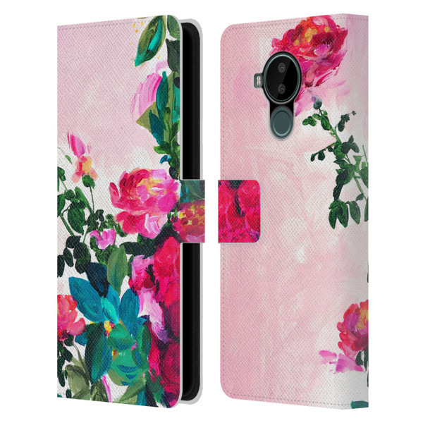 Mai Autumn Floral Garden Rose Leather Book Wallet Case Cover For Nokia C30