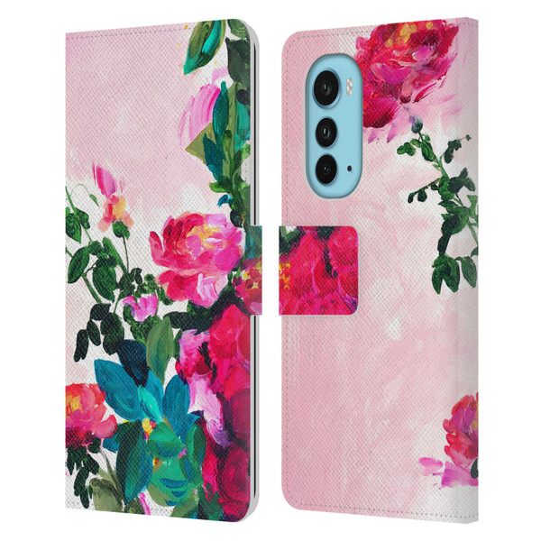 Mai Autumn Floral Garden Rose Leather Book Wallet Case Cover For Motorola Edge (2022)