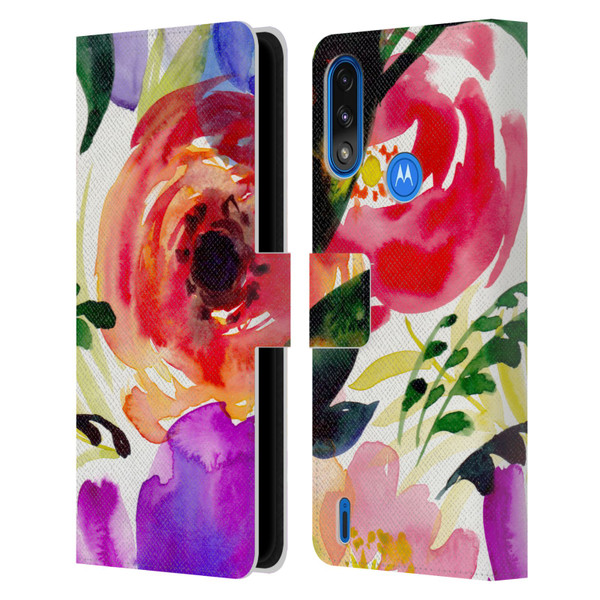 Mai Autumn Floral Garden Bloom Leather Book Wallet Case Cover For Motorola Moto E7 Power / Moto E7i Power