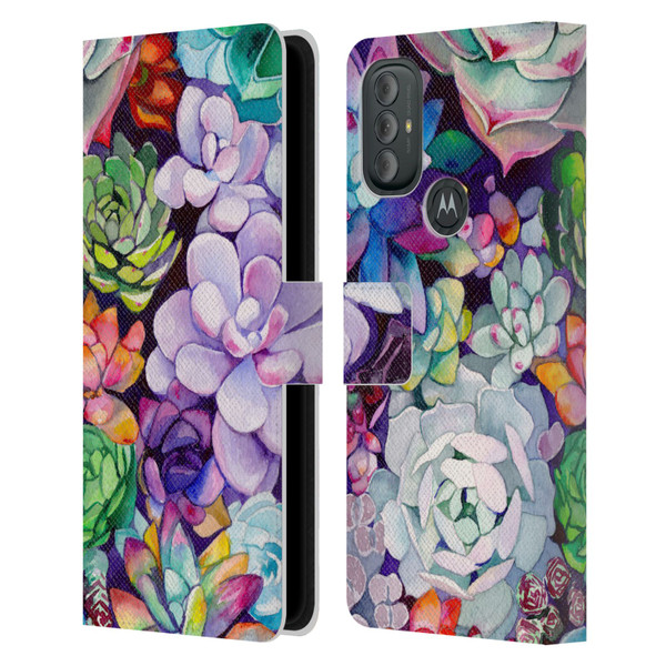 Mai Autumn Floral Garden Succulent Leather Book Wallet Case Cover For Motorola Moto G10 / Moto G20 / Moto G30