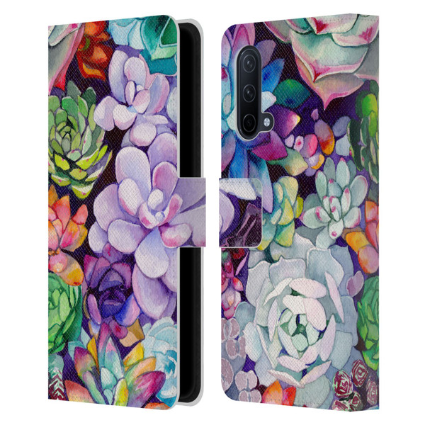 Mai Autumn Floral Garden Succulent Leather Book Wallet Case Cover For OnePlus Nord CE 5G