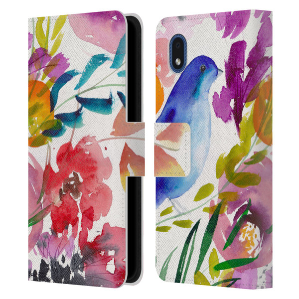 Mai Autumn Floral Garden Bluebird Leather Book Wallet Case Cover For Samsung Galaxy A01 Core (2020)