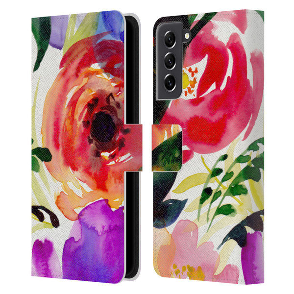 Mai Autumn Floral Garden Bloom Leather Book Wallet Case Cover For Samsung Galaxy S21 FE 5G