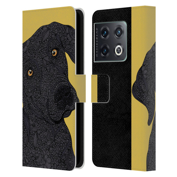 Valentina Dogs Black Labrador Leather Book Wallet Case Cover For OnePlus 10 Pro