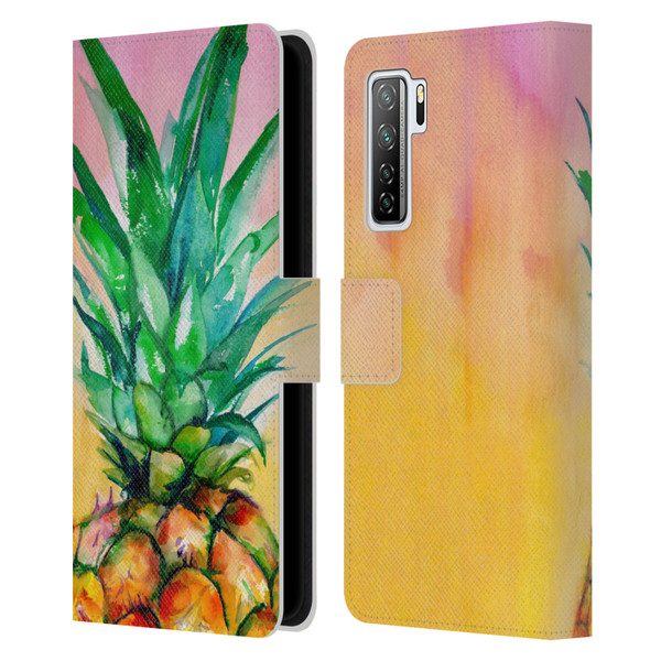 Mai Autumn Paintings Ombre Pineapple Leather Book Wallet Case Cover For Huawei Nova 7 SE/P40 Lite 5G