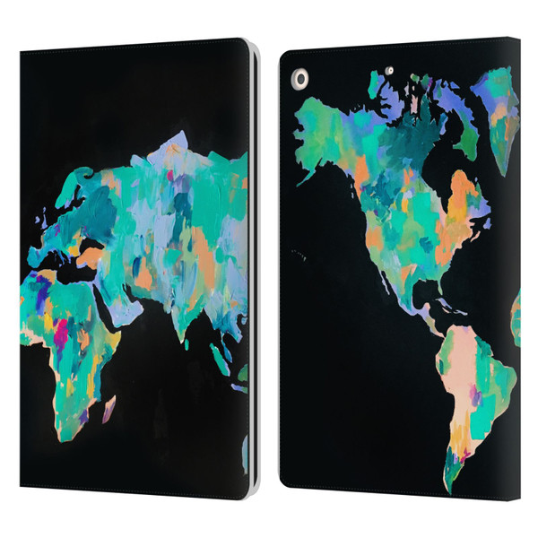 Mai Autumn Paintings World Map Leather Book Wallet Case Cover For Apple iPad 10.2 2019/2020/2021