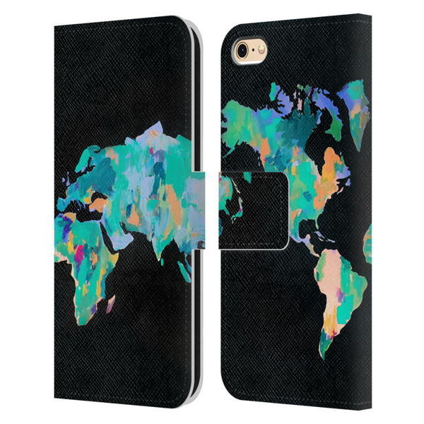 Mai Autumn Paintings World Map Leather Book Wallet Case Cover For Apple iPhone 6 / iPhone 6s