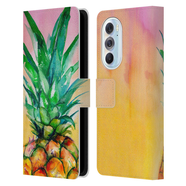 Mai Autumn Paintings Ombre Pineapple Leather Book Wallet Case Cover For Motorola Edge X30
