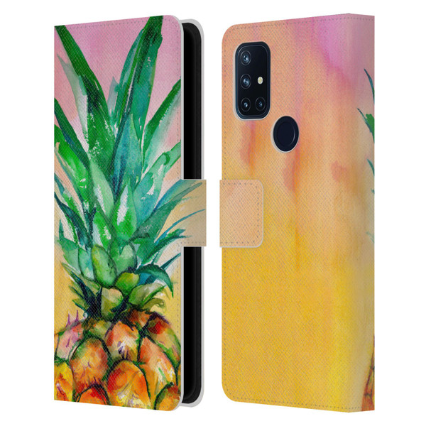 Mai Autumn Paintings Ombre Pineapple Leather Book Wallet Case Cover For OnePlus Nord N10 5G