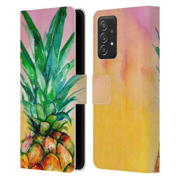 Mai Autumn Paintings Ombre Pineapple Leather Book Wallet Case Cover For Samsung Galaxy A53 5G (2022)