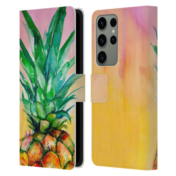 Mai Autumn Paintings Ombre Pineapple Leather Book Wallet Case Cover For Samsung Galaxy S23 Ultra 5G