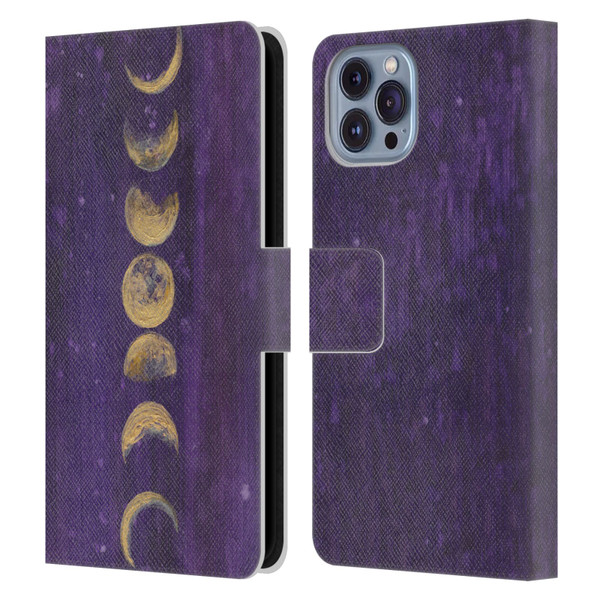 Mai Autumn Space And Sky Moon Phases Leather Book Wallet Case Cover For Apple iPhone 14
