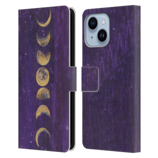 Mai Autumn Space And Sky Moon Phases Leather Book Wallet Case Cover For Apple iPhone 14 Plus