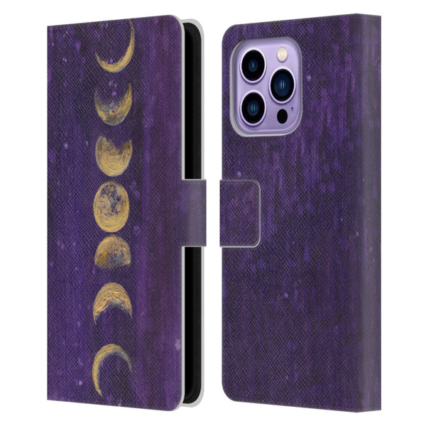 Mai Autumn Space And Sky Moon Phases Leather Book Wallet Case Cover For Apple iPhone 14 Pro Max