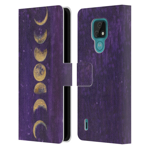 Mai Autumn Space And Sky Moon Phases Leather Book Wallet Case Cover For Motorola Moto E7